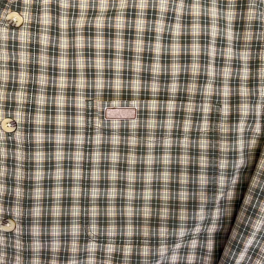 Carhartt Plaid Button Down Shirt‎ Mens Large Olive Green Workwear Casual S147OLV